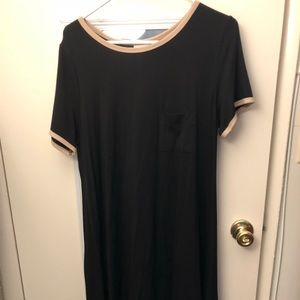 Lularoe Carly SOLID BLACK with Tan Outline